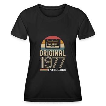 Retro Jahrgang 1977 Geboren Geburtstag Vintage - Frauen Funktions-T-Shirt - Schwarz - Vorne - AI Model Female 172 light (172cm)