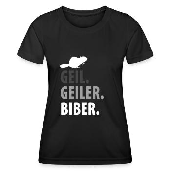 Biber - Frauen Funktions-T-Shirt - Schwarz - Vorne - AI Model Female 172 light (172cm)