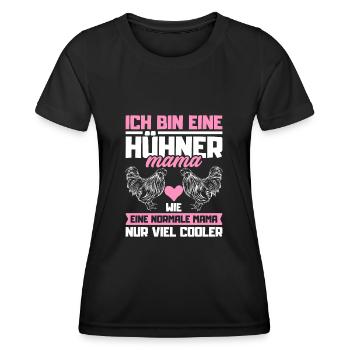 Hühner Mama chicken mom Bauernhof Hühnerstall - Frauen Funktions-T-Shirt - Schwarz - Vorne - AI Model Female 172 light (172cm)