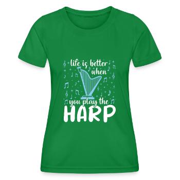 Irish harp harp playing harp player - Women's Functional T-Shirt - kelly green - Front - AI Model Female 172 dark (172cm)