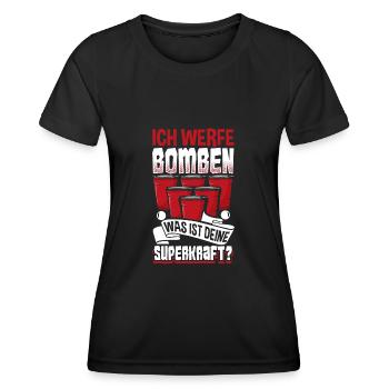 Bierpong Bier Pong Beerpong Beer Pong Trinkspiel - Frauen Funktions-T-Shirt - Schwarz - Vorne - AI Model Female 172 light (172cm)