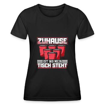 Bierpong Bier Pong Beerpong Beer Pong Trinkspiel - Frauen Funktions-T-Shirt - Schwarz - Vorne - AI Model Female 172 light (172cm)