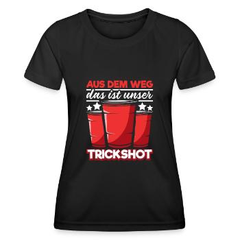 Bierpong Beerpong Trinkspiel Bier Pong - Frauen Funktions-T-Shirt - Schwarz - Vorne - AI Model Female 172 light (172cm)
