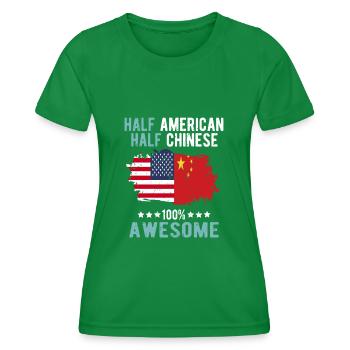 Half American Half Chinese - Women's Functional T-Shirt - kelly green - Front - AI Model Female 172 dark (172cm)