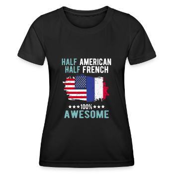 Mi-Américain, mi-Américain - T-shirt sport Femme - noir - Devant - AI Model Female 172 light (172cm)