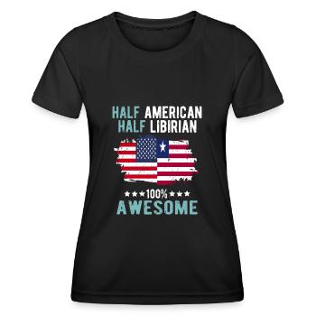 Halb Amerikaner Halb Libyer - Frauen Funktions-T-Shirt - Schwarz - Vorne - AI Model Female 172 light (172cm)
