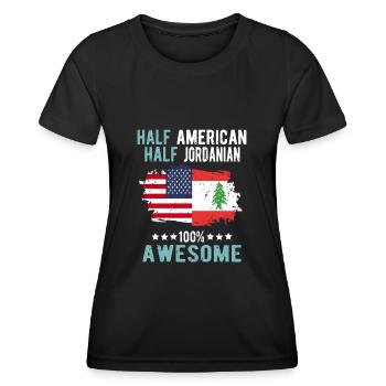 Halb Amerikaner Halb Jordanier - Frauen Funktions-T-Shirt - Schwarz - Vorne - AI Model Female 172 light (172cm)