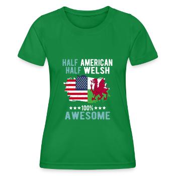 Halb Amerikaner Halb Waliser - Frauen Funktions-T-Shirt - Kelly Green - Vorne - AI Model Female 172 dark (172cm)