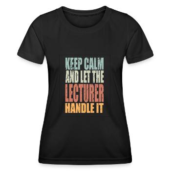 Keep Calm Éditeur Disant Éditeur Cadeau - T-shirt sport Femme - noir - Devant - AI Model Female 172 light (172cm)