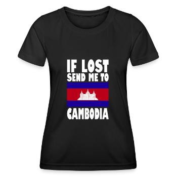 Drapeau du Cambodge Disant - T-shirt sport Femme - noir - Devant - AI Model Female 172 light (172cm)