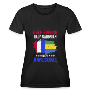 Moitié Français moitié gabonais - T-shirt sport Femme - noir - Devant - AI Model Female 172 light (172cm)