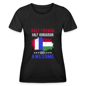 Moitié Français moitié hongrois - T-shirt sport Femme - noir - Devant - AI Model Female 172 light (172cm)