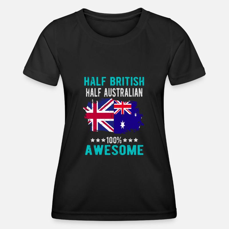 Half British Half Australian - Women's Functional T-Shirt - black