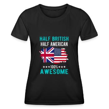 Moitié britannique moitié américain - T-shirt sport Femme - noir - Devant - AI Model Female 172 light (172cm)