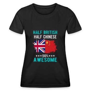 Moitié britannique moitié chinois - T-shirt sport Femme - noir - Devant - AI Model Female 172 light (172cm)