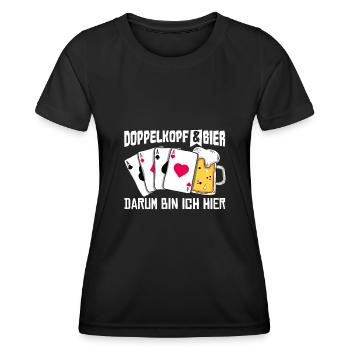 Double head and beer that's why I'm here - Women's Functional T-Shirt - black - Front - AI Model Female 172 light (172cm)