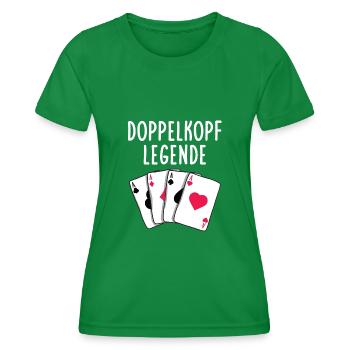 Double-headed Legend Playing Cards - Women's Functional T-Shirt - kelly green - Front - AI Model Female 172 dark (172cm)