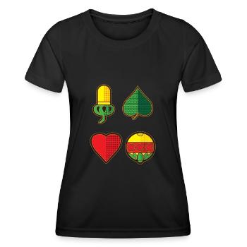 Schafkopfkarten Bayerisches Schafkopf Schnapsen - Frauen Funktions-T-Shirt - Schwarz - Vorne - AI Model Female 172 light (172cm)