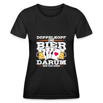 Double head and beer that's why I'm here card game - Women's Functional T-Shirt - black - Front - AI Model Female 172 light (172cm)