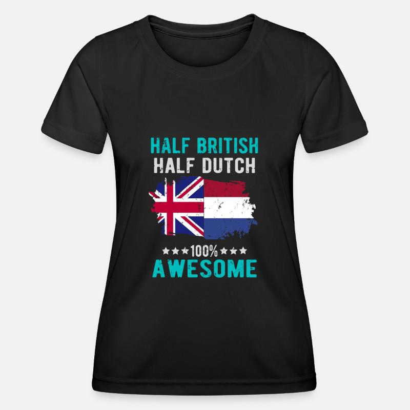 Half British Half Dutch - Women's Functional T-Shirt - black