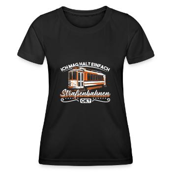 Straßenbahn Straßenbahnfahrer Tram Trambahn - Frauen Funktions-T-Shirt - Schwarz - Vorne - AI Model Female 172 light (172cm)