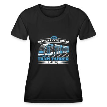 Straßenbahn Straßenbahnfahrer Tram Trambahn - Frauen Funktions-T-Shirt - Schwarz - Vorne - AI Model Female 172 light (172cm)