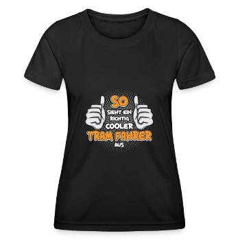 Straßenbahn Straßenbahnfahrer Tram Trambahn - Frauen Funktions-T-Shirt - Schwarz - Vorne - AI Model Female 172 light (172cm)