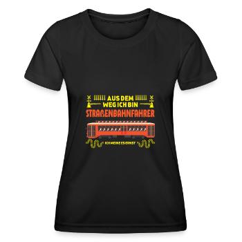 Straßenbahn Straßenbahnfahrer Tram Trambahn - Frauen Funktions-T-Shirt - Schwarz - Vorne - AI Model Female 172 light (172cm)