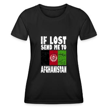 Afghanistan Flag Slogan - Women's Functional T-Shirt - black - Front - AI Model Female 172 light (172cm)