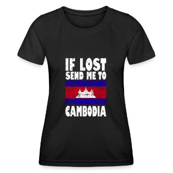 Drapeau du Cambodge Disant - T-shirt sport Femme - noir - Devant - AI Model Female 172 light (172cm)