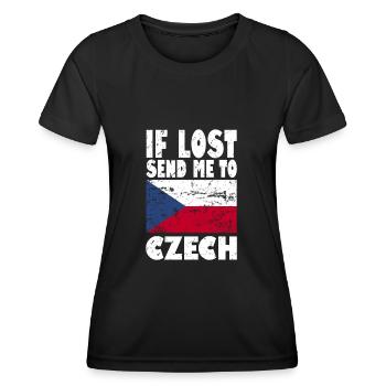 Drapeau de la République tchèque - T-shirt sport Femme - noir - Devant - AI Model Female 172 light (172cm)