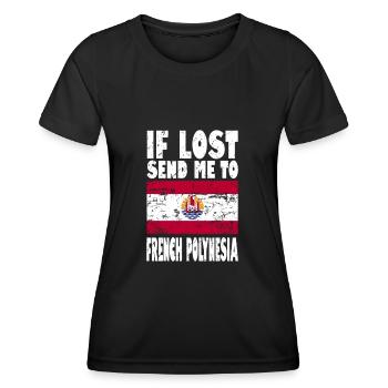 French Polynesia Flag Saying - Women's Functional T-Shirt - black - Front - AI Model Female 172 light (172cm)