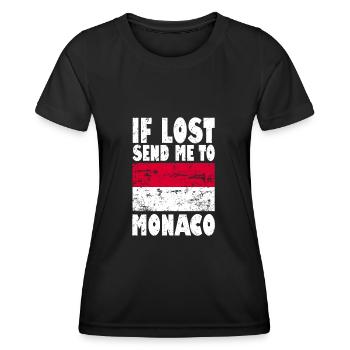 Drapeau de Monaco - T-shirt sport Femme - noir - Devant - AI Model Female 172 light (172cm)