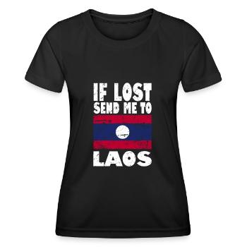Drapeau du Laos - T-shirt sport Femme - noir - Devant - AI Model Female 172 light (172cm)