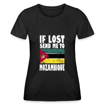 Mozambique Flag Saying - Women's Functional T-Shirt - black - Front - AI Model Female 172 light (172cm)