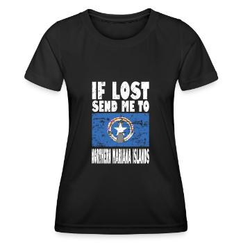 Northern Mariana Islands Flag Saying - Women's Functional T-Shirt - black - Front - AI Model Female 172 light (172cm)