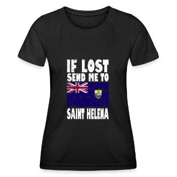 Sankt Helena Flagge Spruch - Frauen Funktions-T-Shirt - Schwarz - Vorne - AI Model Female 172 light (172cm)