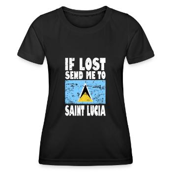 Saint Lucia Flag Saying - Women's Functional T-Shirt - black - Front - AI Model Female 172 light (172cm)