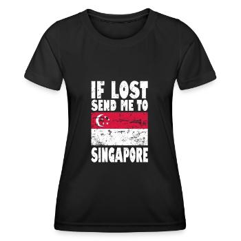 Drapeau de Singapour - T-shirt sport Femme - noir - Devant - AI Model Female 172 light (172cm)