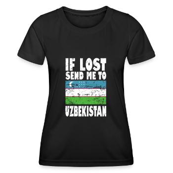 Drapeau de l’Ouzbékistan - T-shirt sport Femme - noir - Devant - AI Model Female 172 light (172cm)