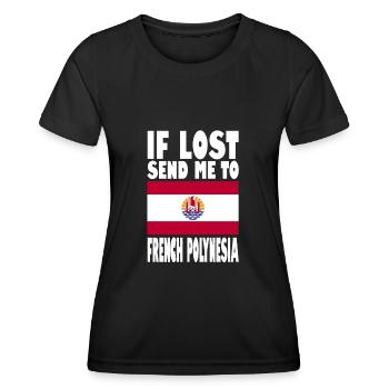 French Polynesia Flag Saying - Women's Functional T-Shirt - black - Front - AI Model Female 172 light (172cm)