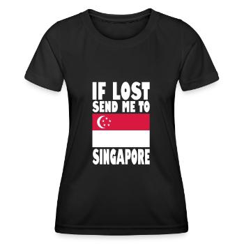 Drapeau de Singapour - T-shirt sport Femme - noir - Devant - AI Model Female 172 light (172cm)