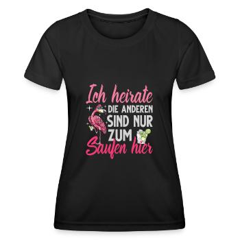 Flamingo Junggesellenabschied Frauen jga Saufen - Frauen Funktions-T-Shirt - Schwarz - Vorne - AI Model Female 172 light (172cm)