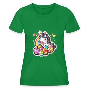 Einhorn Ostern für Kinder Regenbogen und Eier für - Frauen Funktions-T-Shirt - Kelly Green - Vorne - AI Model Female 172 dark (172cm)