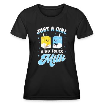 Juste une fille qui aime le lait - T-shirt sport Femme - noir - Devant - AI Model Female 172 light (172cm)