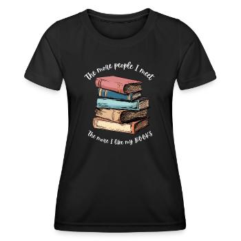 Pile de livres. Vous aimez les livres - T-shirt sport Femme - noir - Devant - AI Model Female 172 light (172cm)