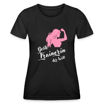 Trainers Gift Best Coach in the World - Women's Functional T-Shirt - black - Front - AI Model Female 172 light (172cm)