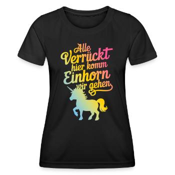 Einhorn Einhörner Fabelwesen Mystisch - Frauen Funktions-T-Shirt - Schwarz - Vorne - AI Model Female 172 light (172cm)
