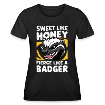 Blaireau Miel Blaireau Animal - T-shirt sport Femme - noir - Devant - AI Model Female 172 light (172cm)