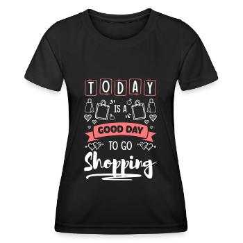 Einkauf Shopaholik Kaufen Geld - Frauen Funktions-T-Shirt - Schwarz - Vorne - AI Model Female 172 light (172cm)